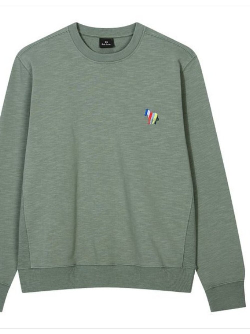 Paul Smith Men's Sage Green Broad Stripe Zebra Sweatshirt Organic Cotton Size M